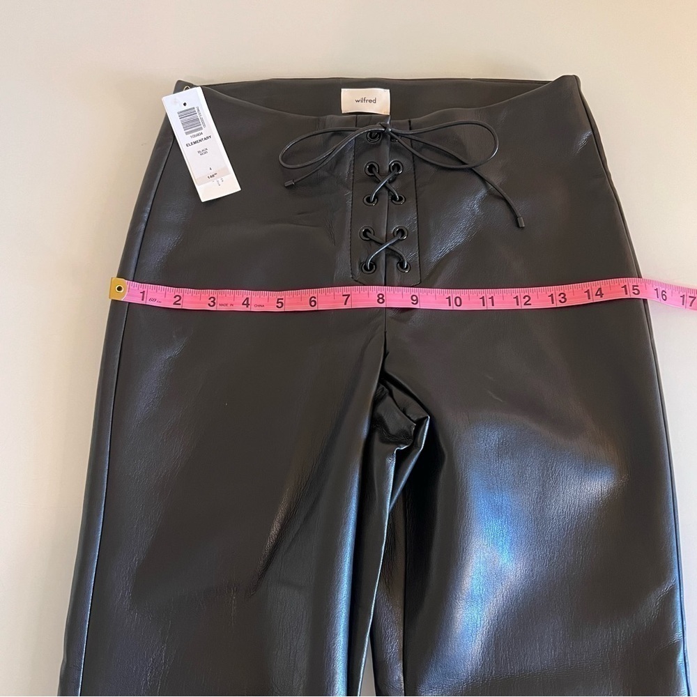 WILFRED Elementary Vegan Leather High-Waisted Lace-Up Pants Black Aritzia Nwt - Picture 12 of 13